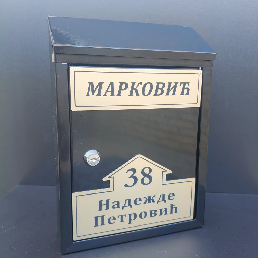 Crno poštansko sanduče sa pokretnim krovom 10