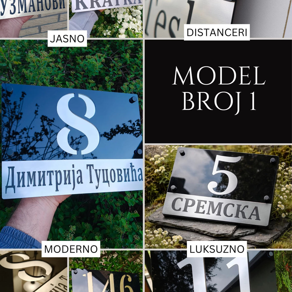Kućni broj model 1Lux Tablica za Kuću sa Brojem i Nazivom Ulice – Model 1 48