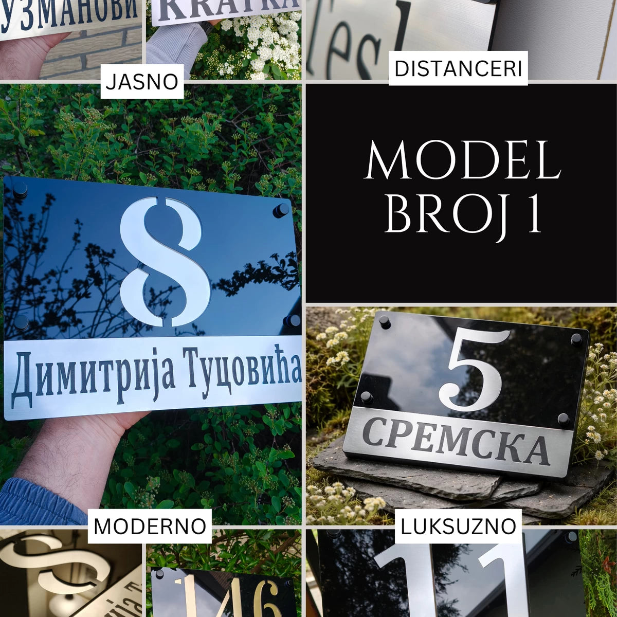 Kućni broj model 1Lux Tablica za Kuću sa Brojem i Nazivom Ulice – Model 1 48