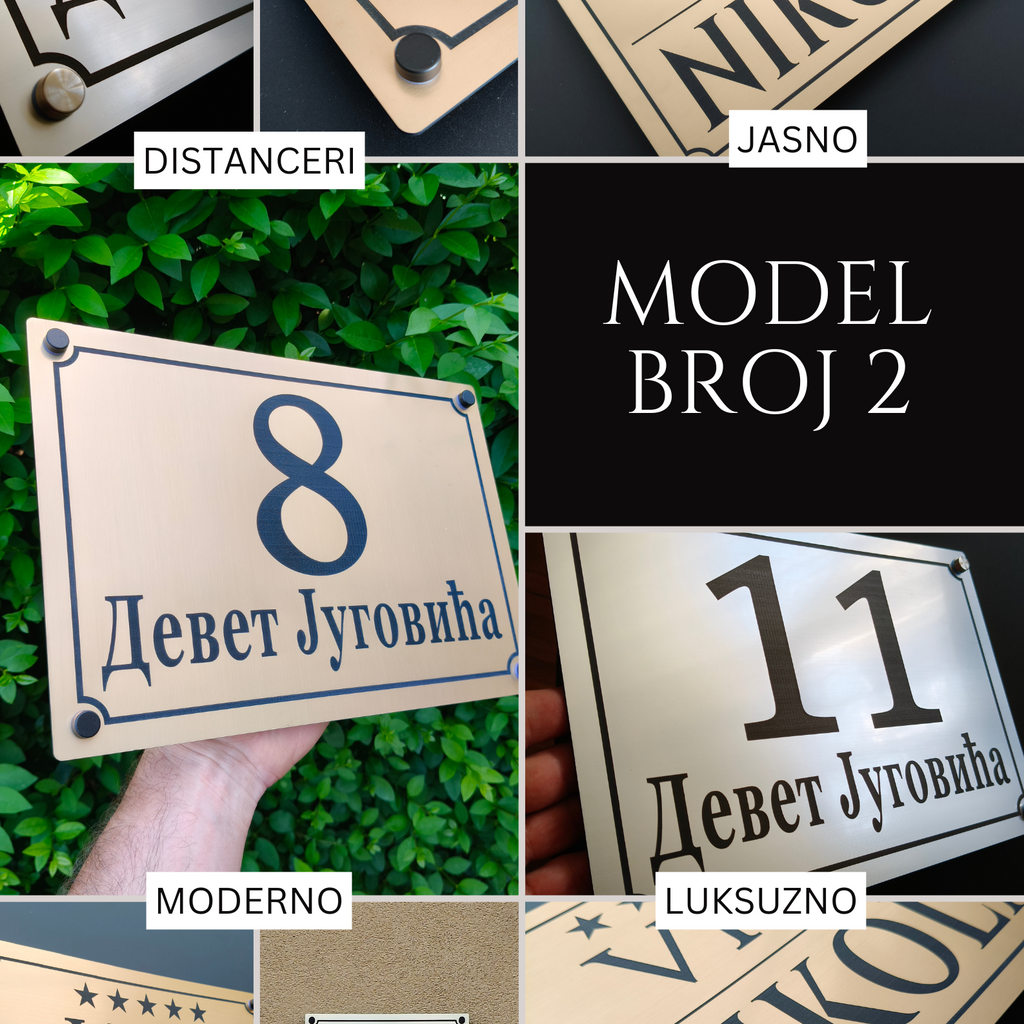 LUX Tablica za Kuću sa Brojem i Nazivom Ulice – Model 2