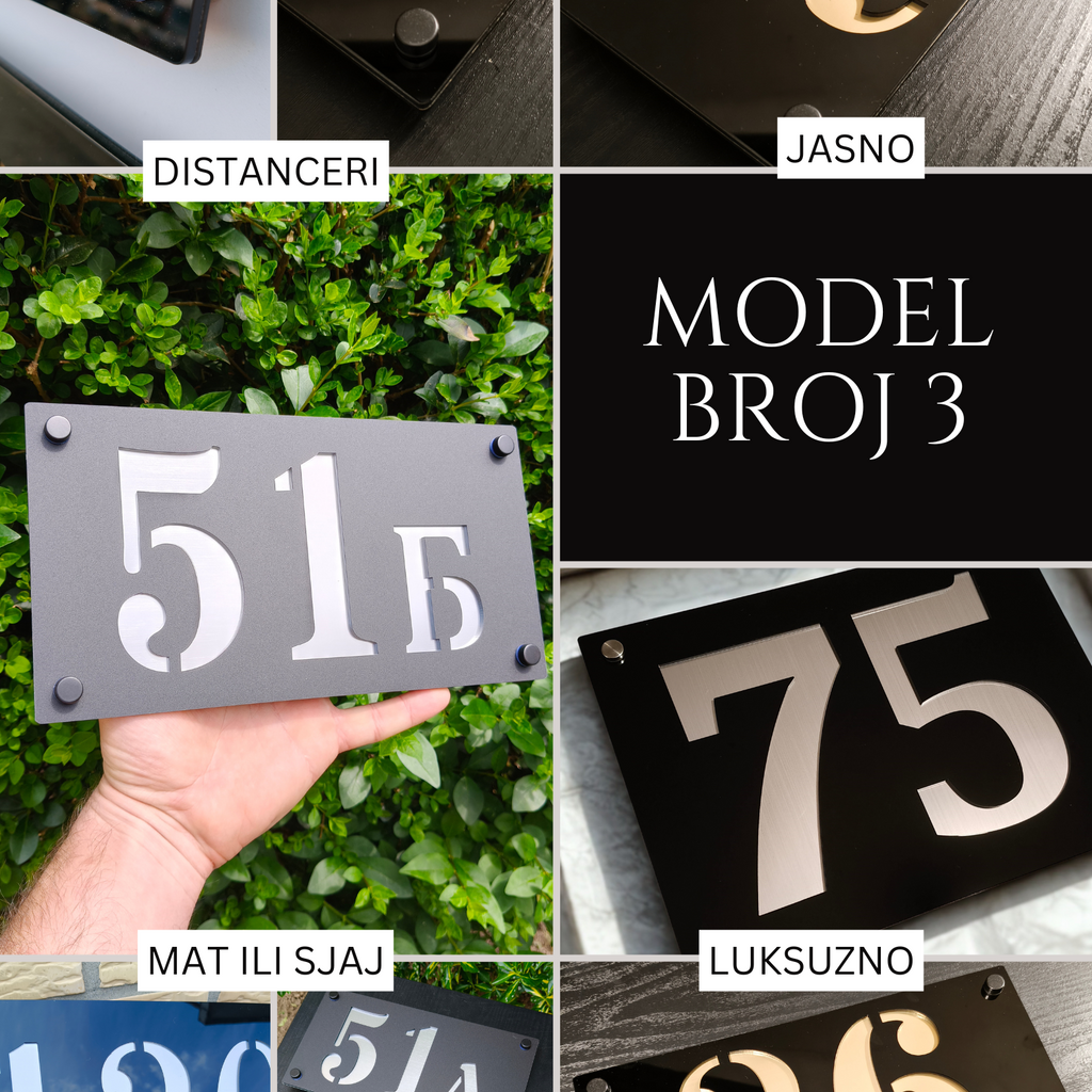 Lux Tablica za Kuću sa Brojem i Nazivom Ulice – Model 3