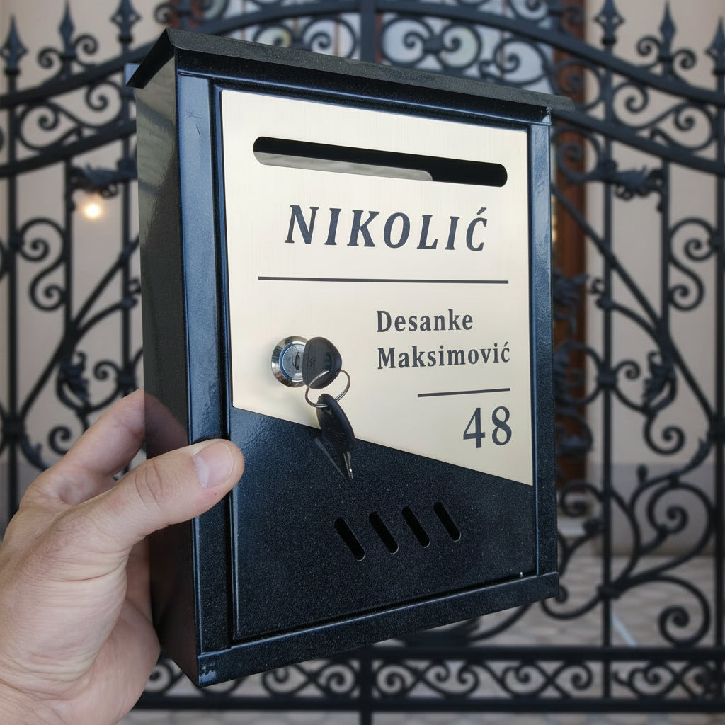 Personalizovano crno poštansko sanduče 01