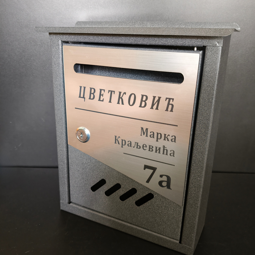 Sivo poštansko sanduče sa personalizacijom 11