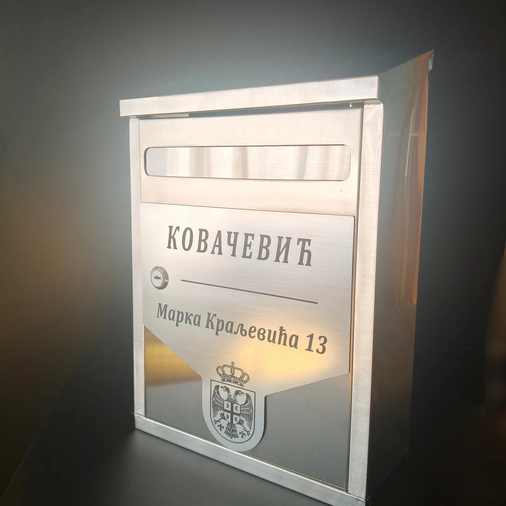 XL Premium Srbija – Inox Poštansko Sanduče sa Graviranom Pločicom - Model PS5 01